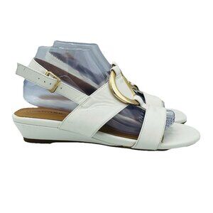 Comfortview Shoes Womens Size 9.5 Wide White Rosetta Sandals Comfort Heels